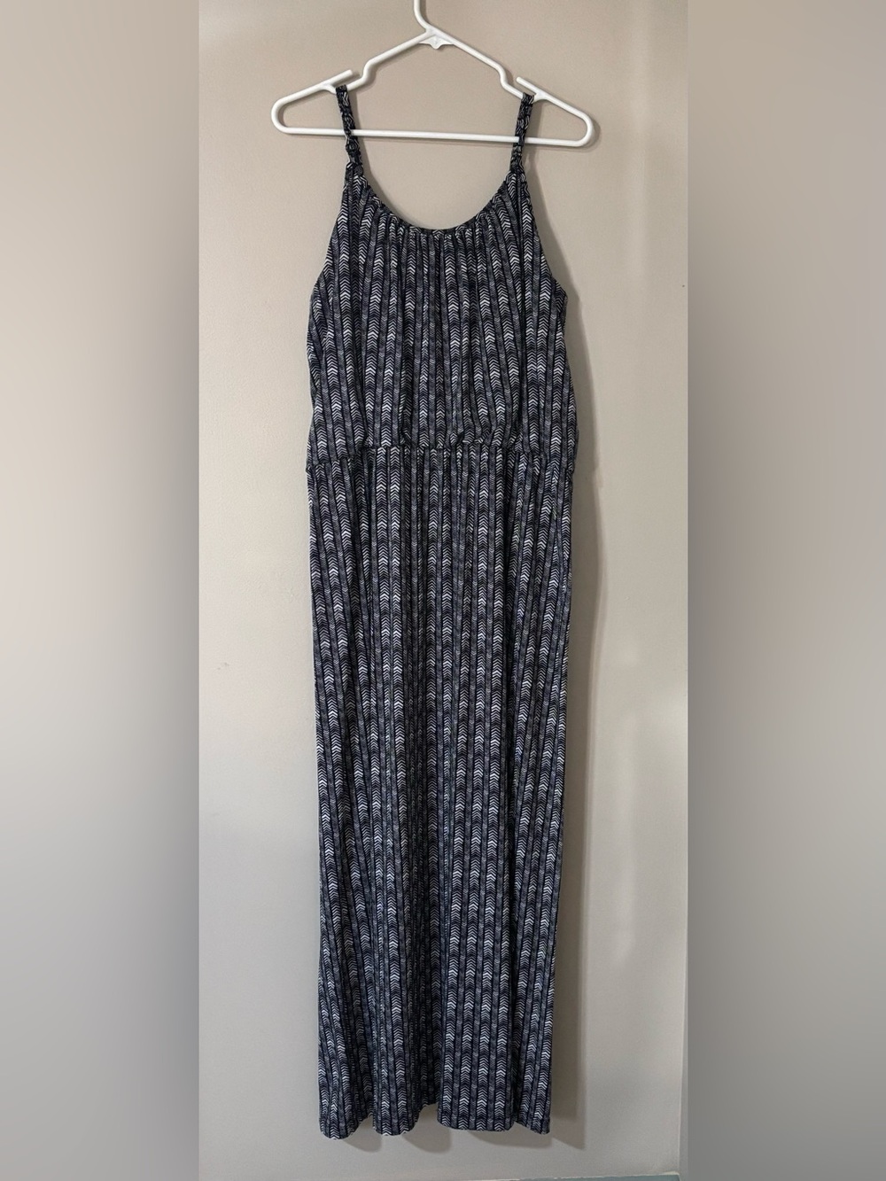 Massini Navy and White Patterned Maxi Dress